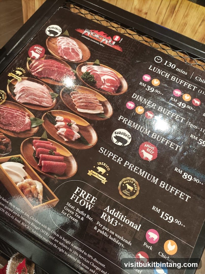 ROCKU Japanese Charcoal Grill Menu