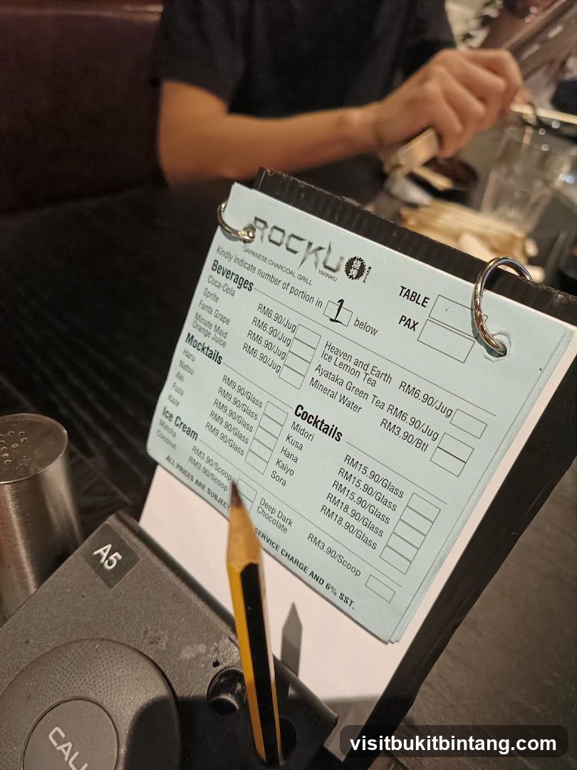 ROCKU Japanese Charcoal Grill Menu