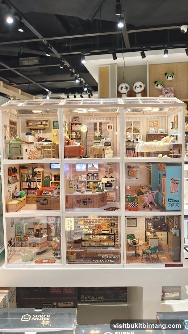 Diorama of Miniature Shops and Rooms