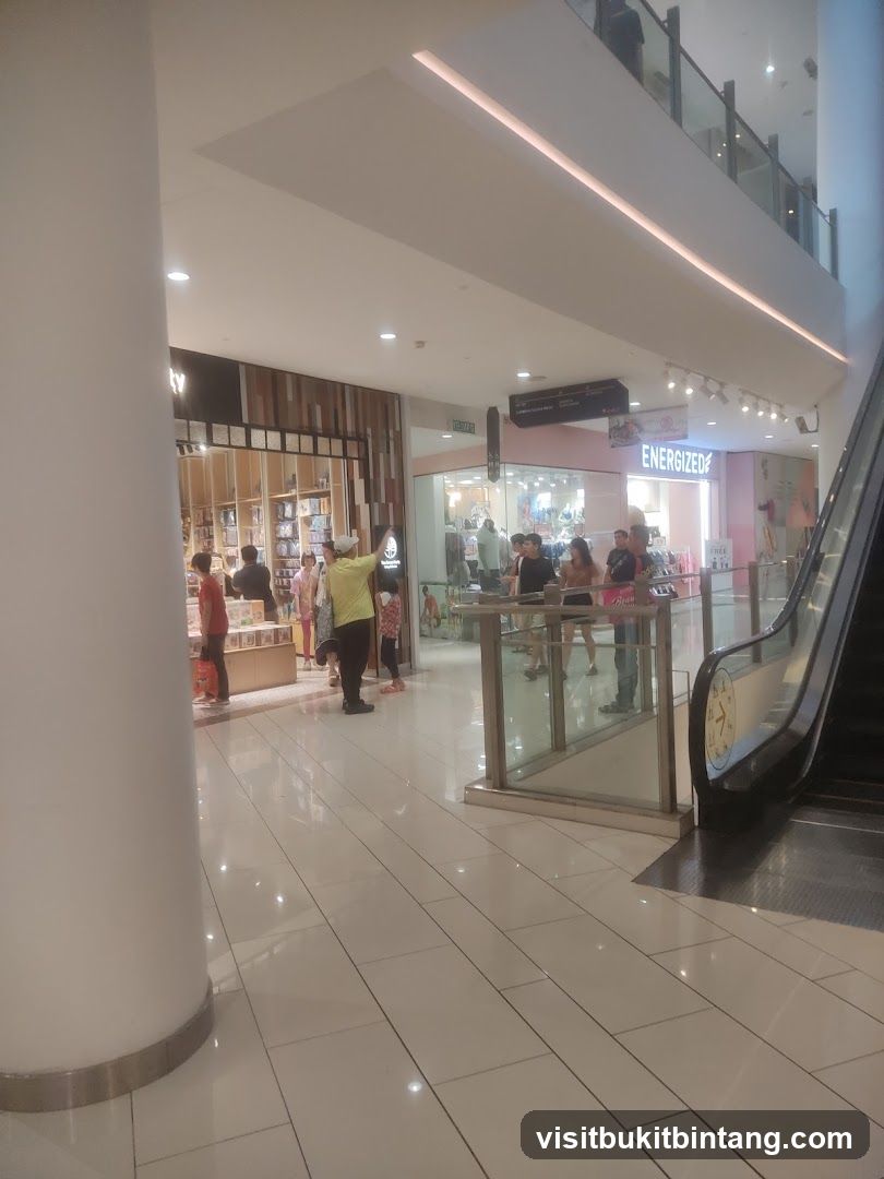Mall Interior with Shops and Escalator