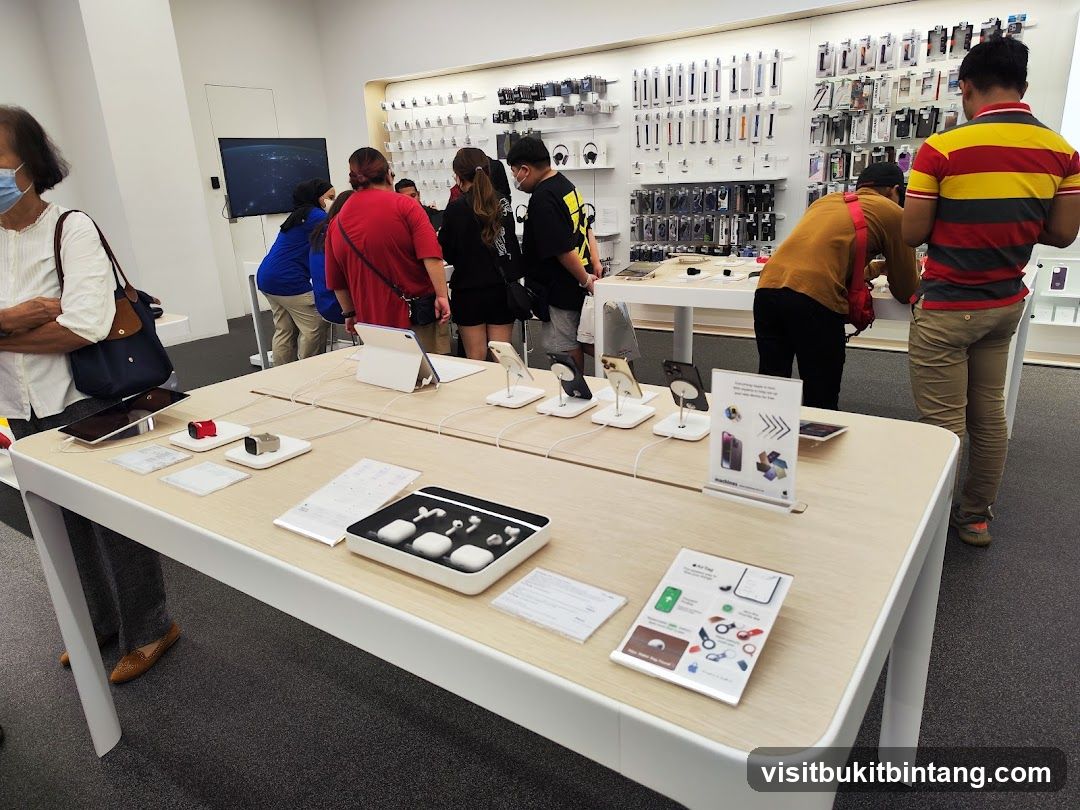 Customers browsing electronics in a store