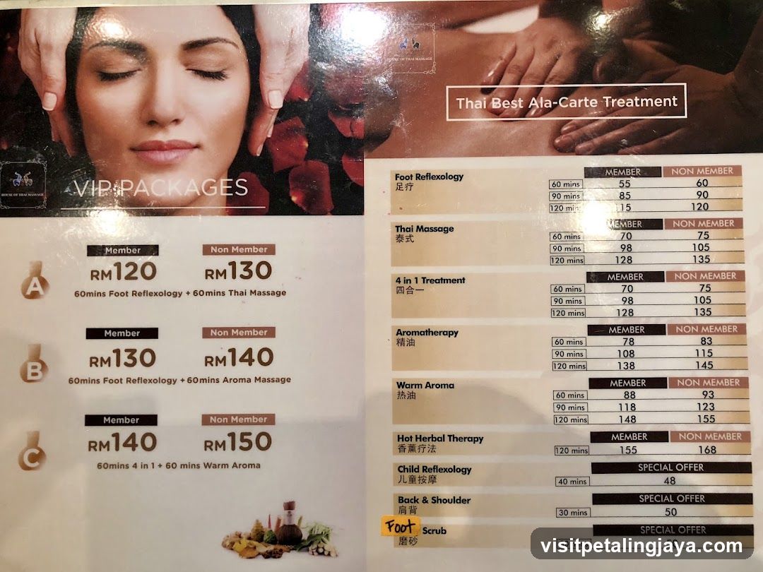 Thai Best Spa Menu