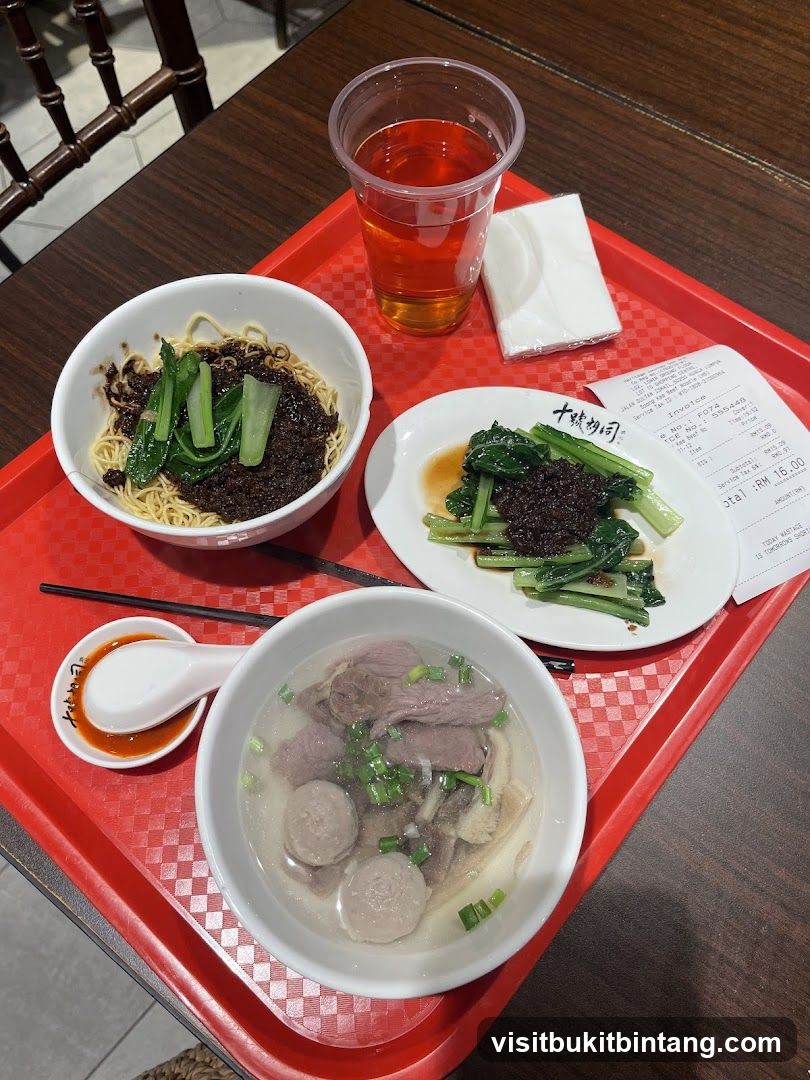 Meal with Noodles and Soup