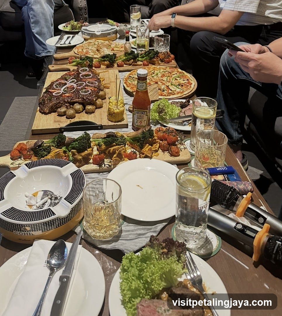 Dining Table with Food and Drinks