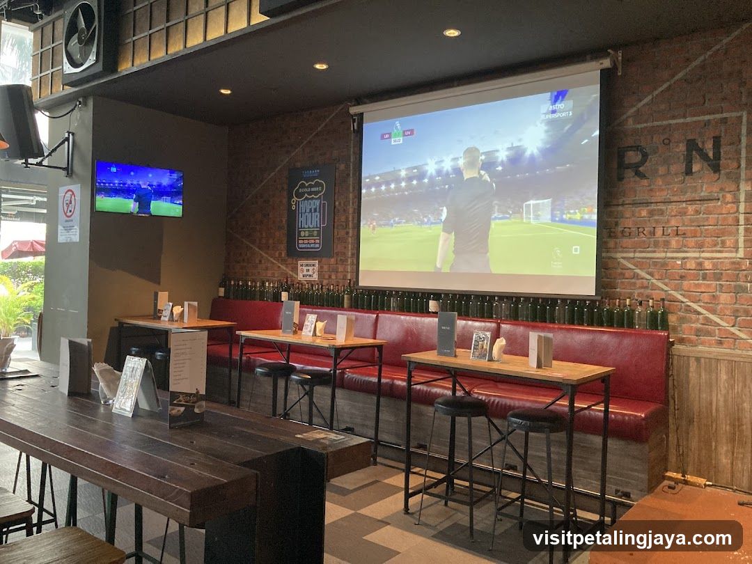 Bar Interior with Projector Screen