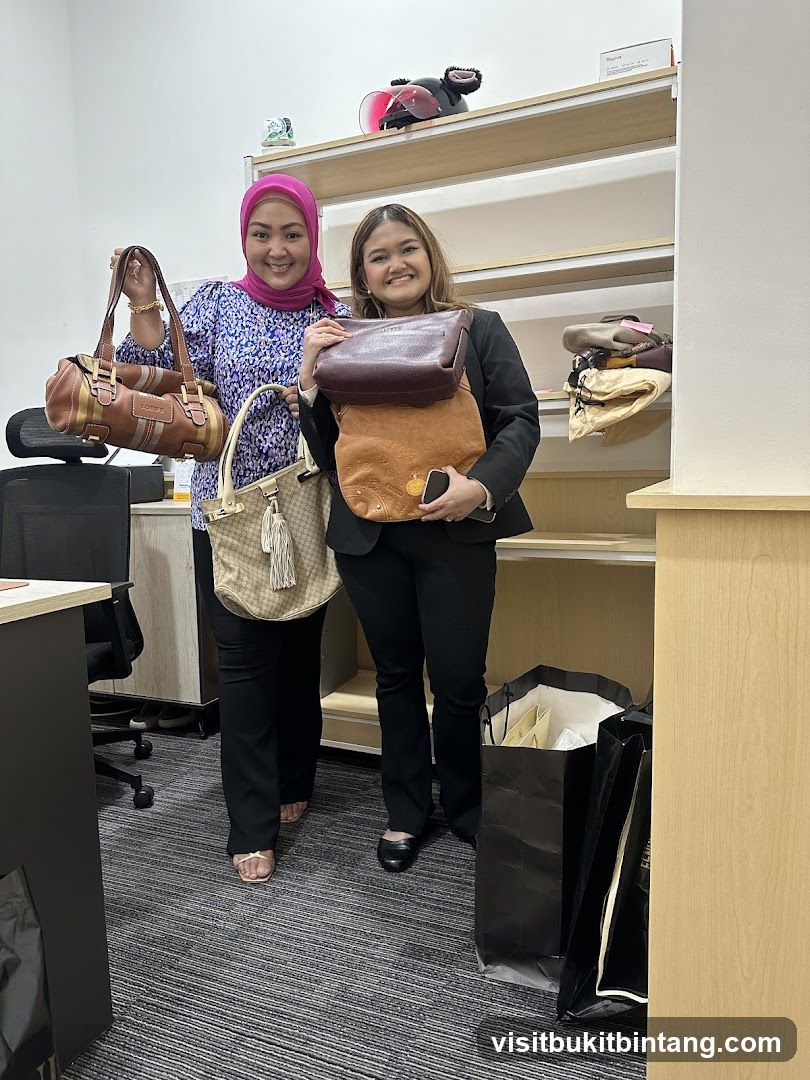 Two women holding handbags