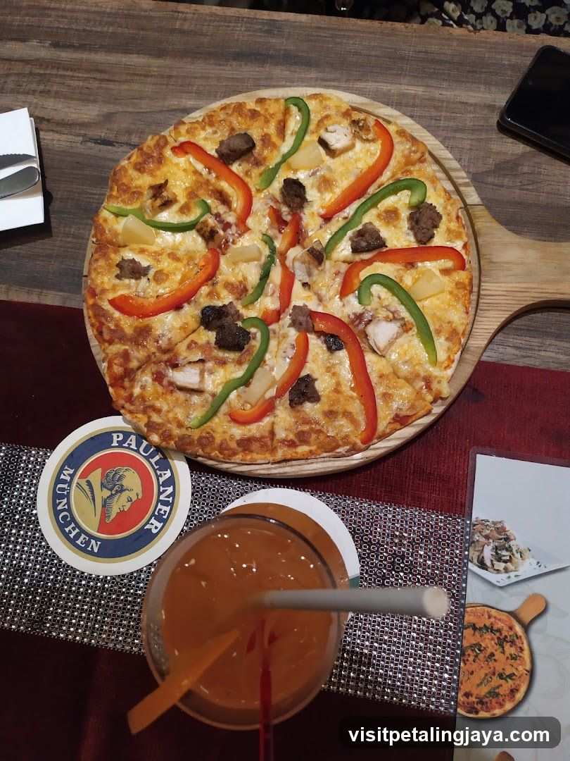 Pizza and Drink on Table