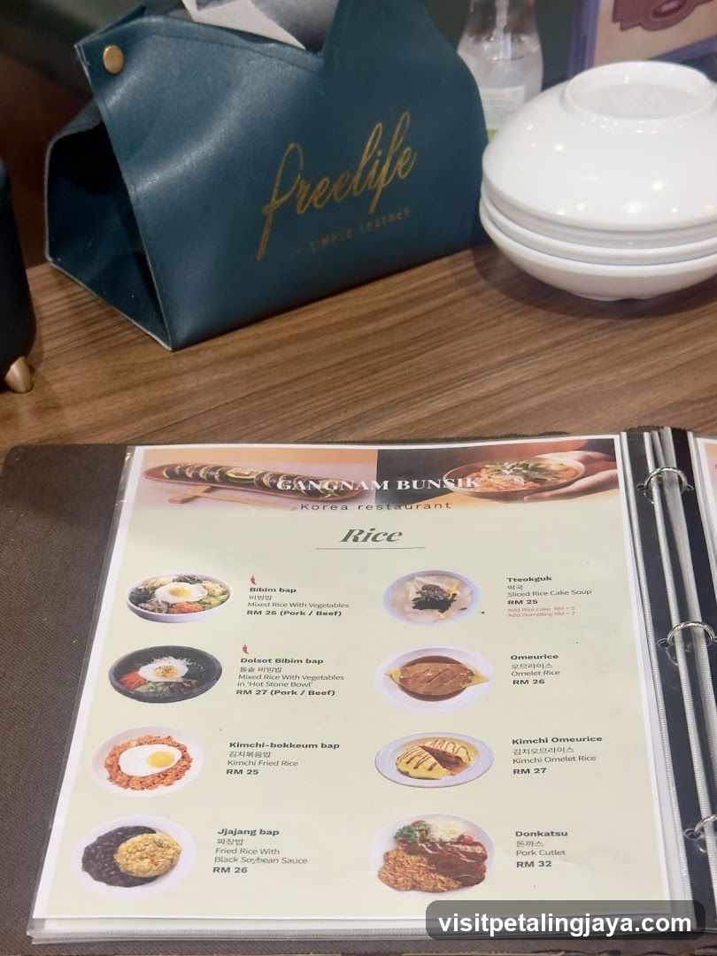 Gangnam Bunsik Menu and Table Setting