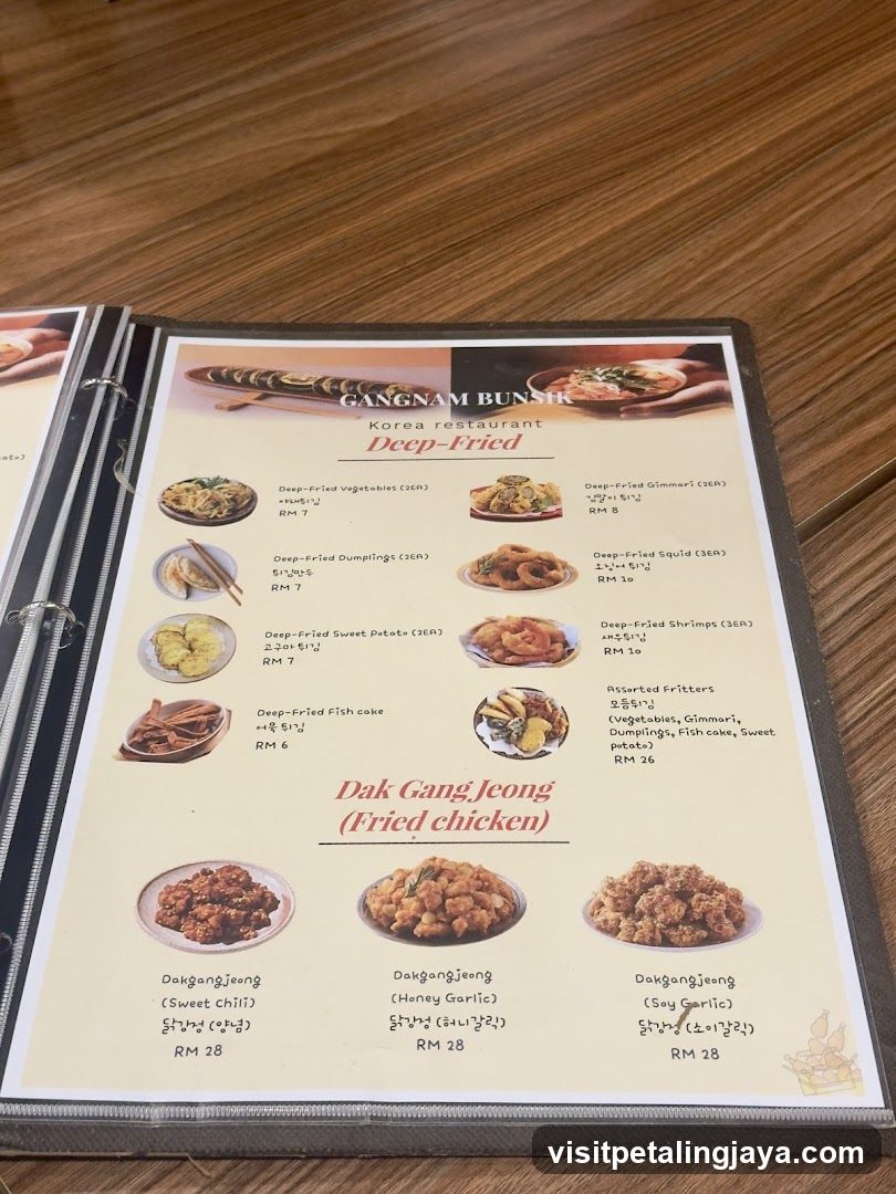 Gangnam Bunsir Menu