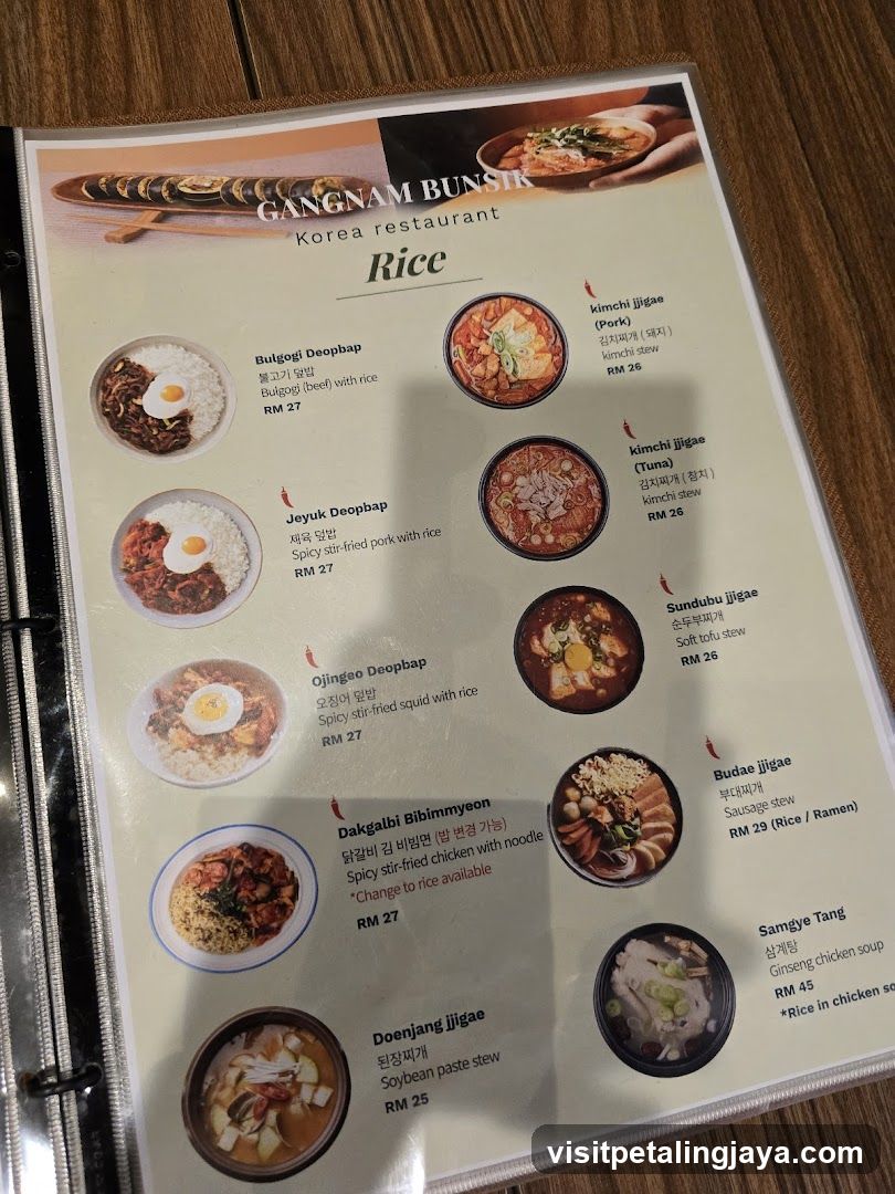 Gangnam BunsiK Menu