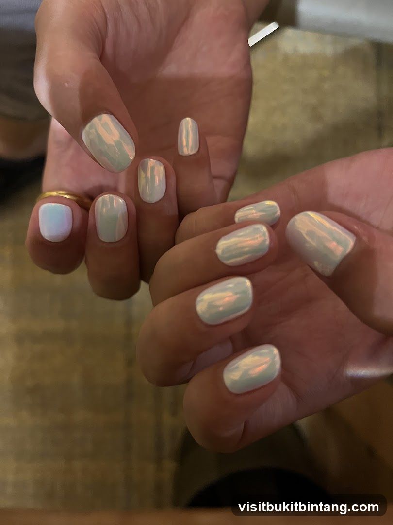 Nails with pearlescent finish