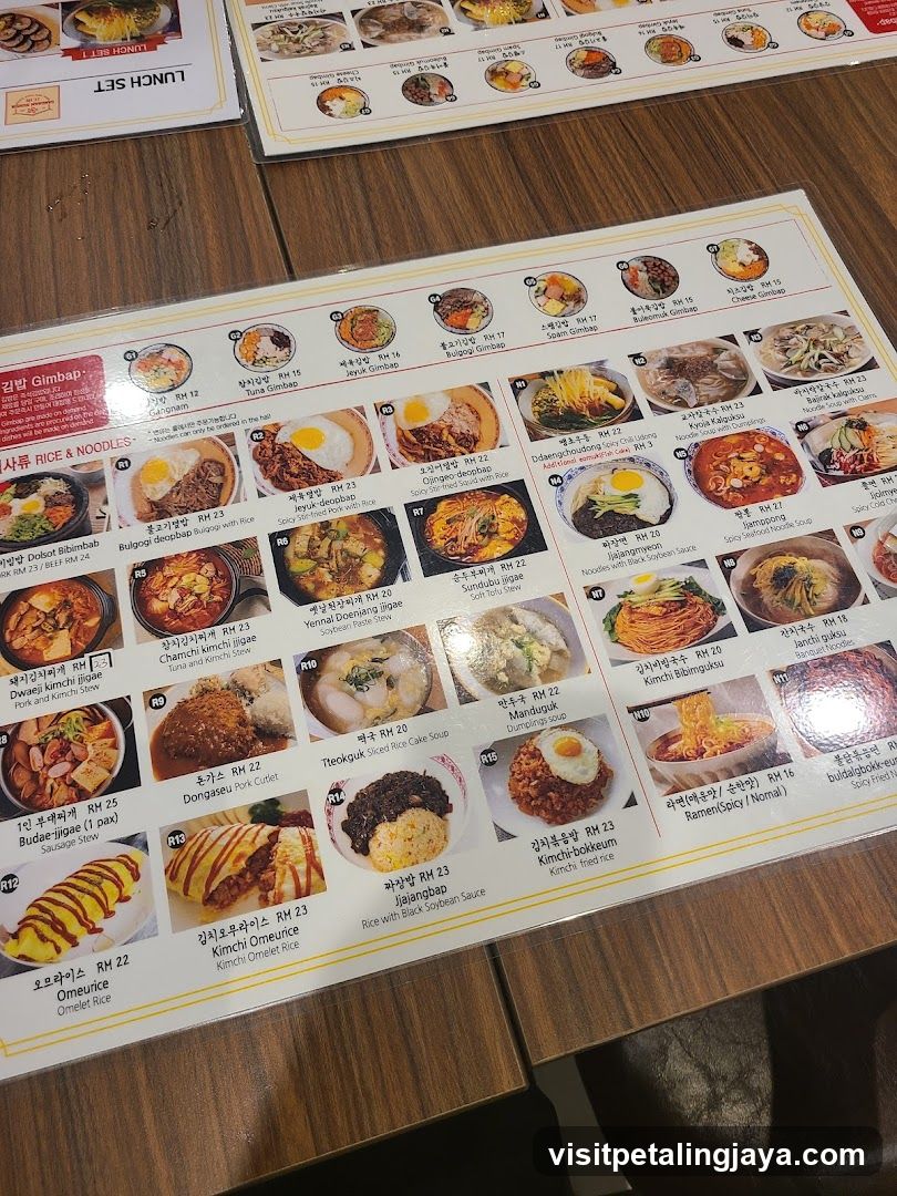 Korean Restaurant Menu