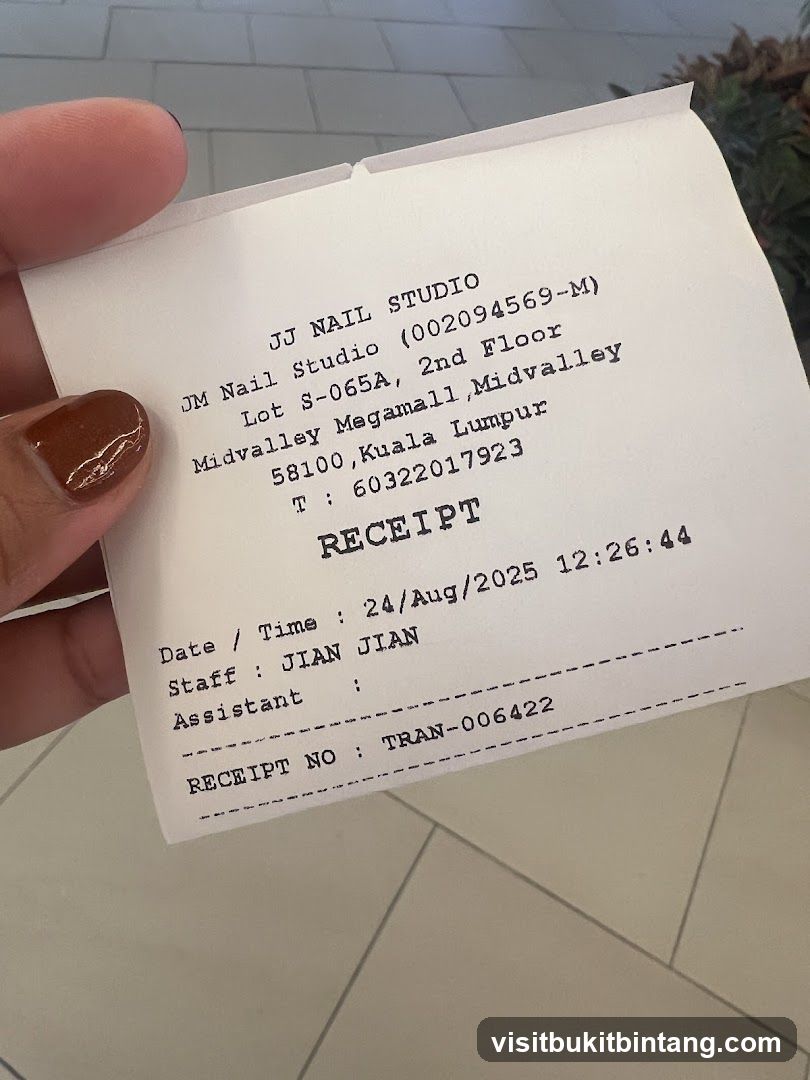 Nail Studio Receipt