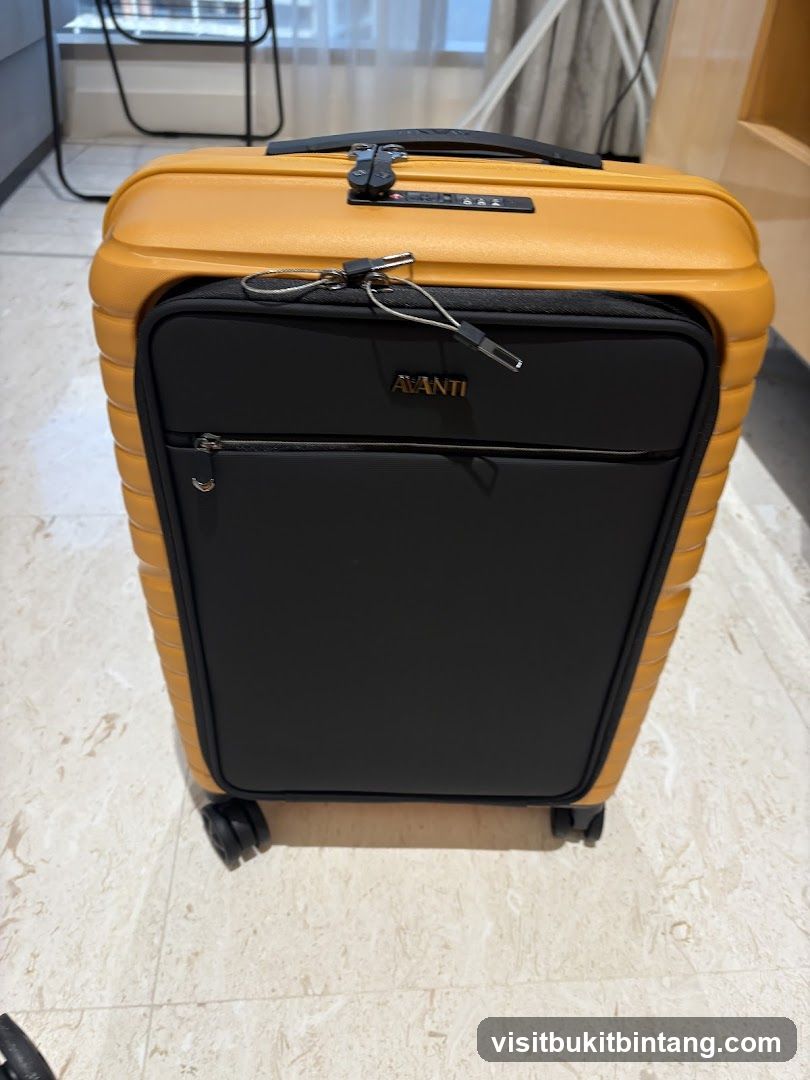 Yellow and black suitcase