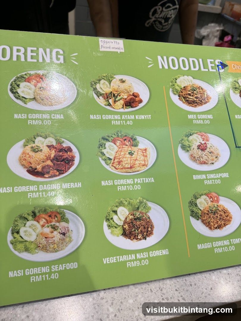 Nasi Goreng and Noodles Menu
