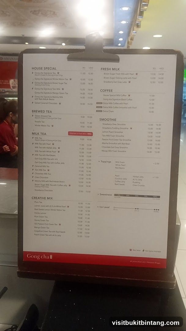 Gong Cha Menu
