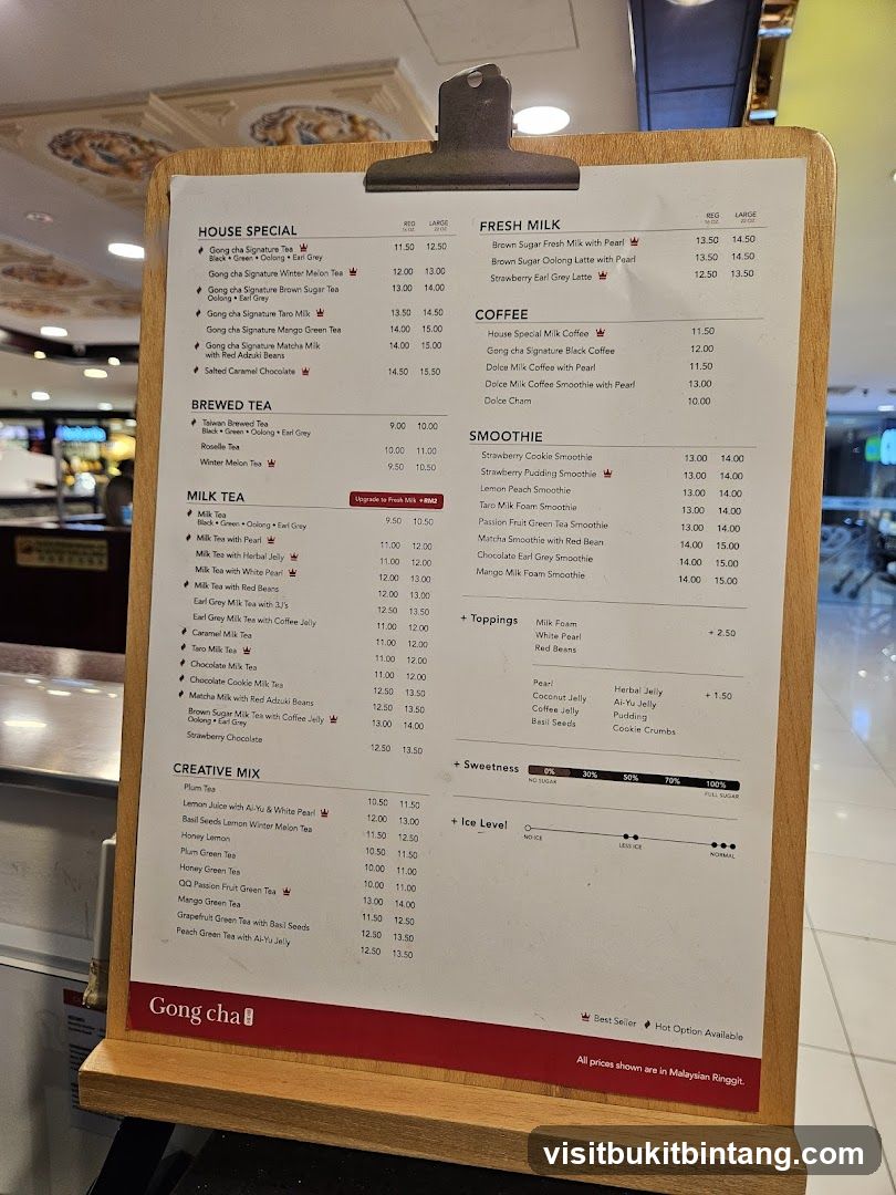Gong Cha Menu