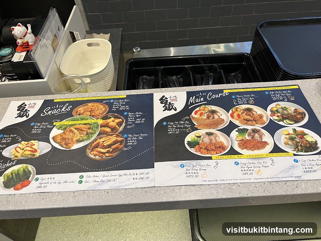 Snacks and Main Course Menu