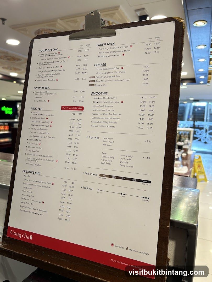 Gong Cha Menu