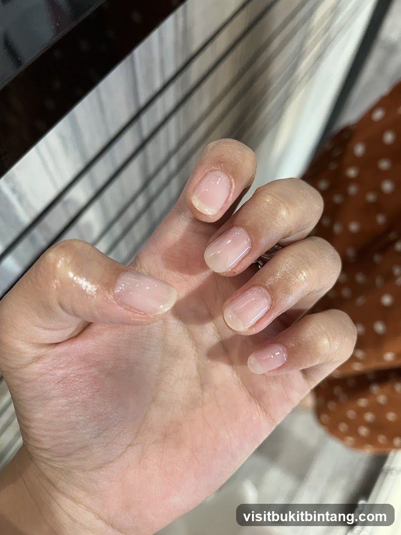 Close-up of a hand with freshly manicured nails