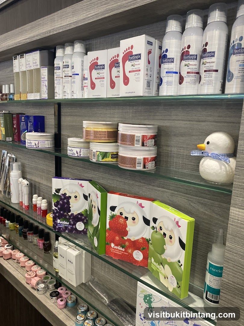 Shelves with beauty products