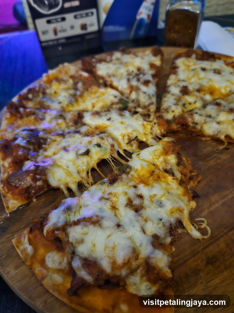 Cheese Pizza on Wooden Board