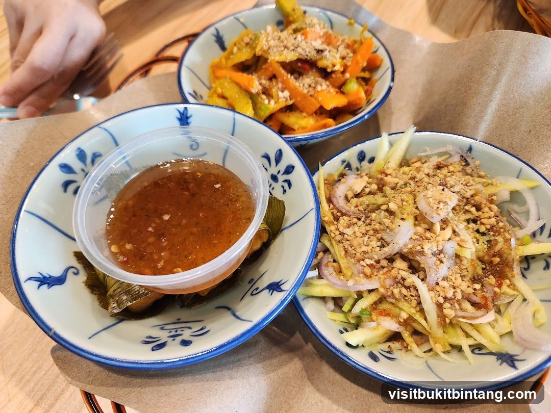 Three small bowls of food