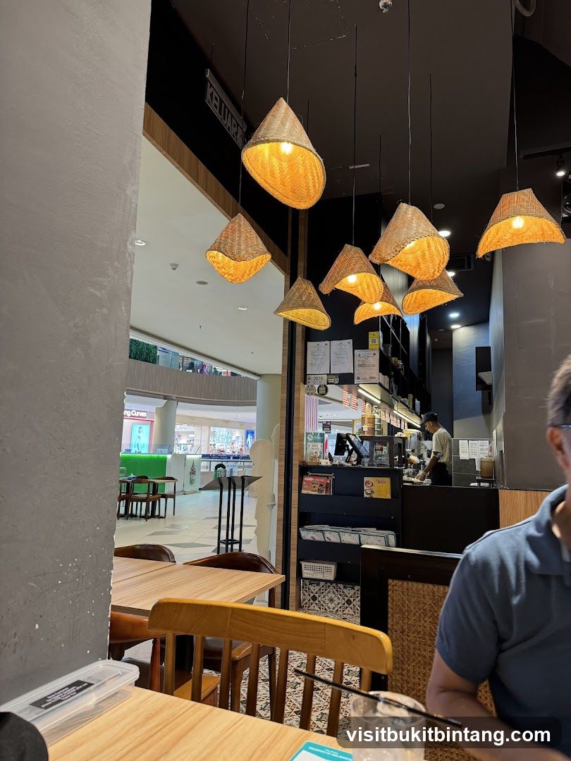 Restaurant Interior with Woven Pendant Lights