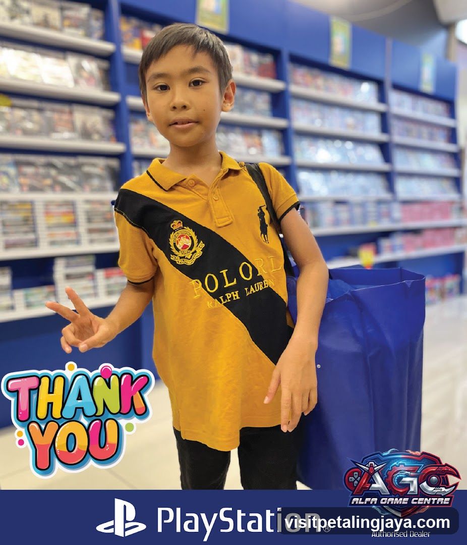 Boy in store with shopping bag
