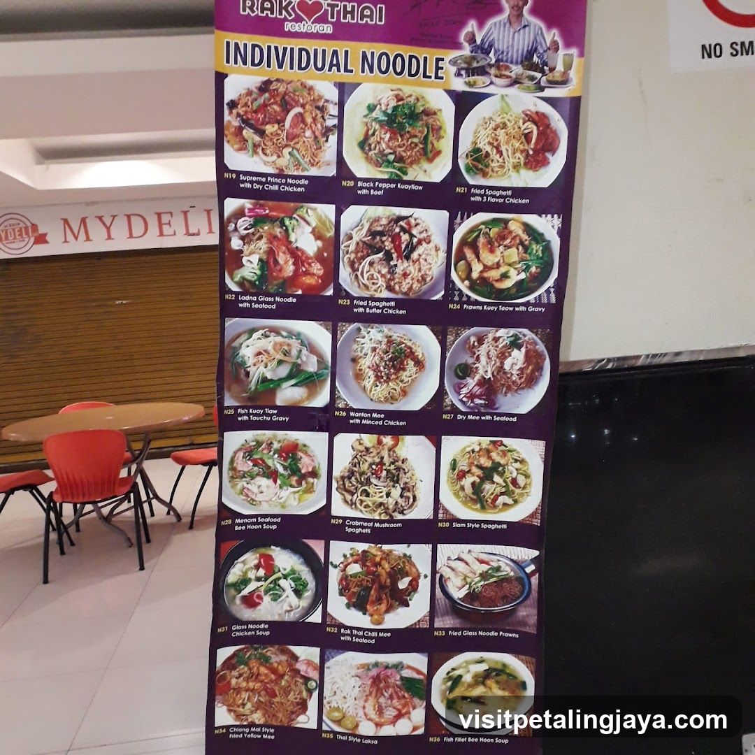 Rak Thai Food - Individual Noodle Menu