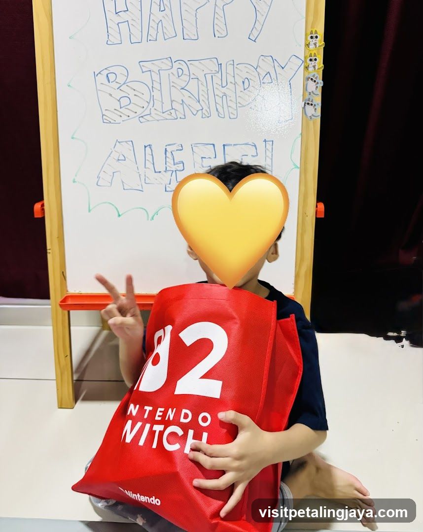 Child with Nintendo Gift Bag