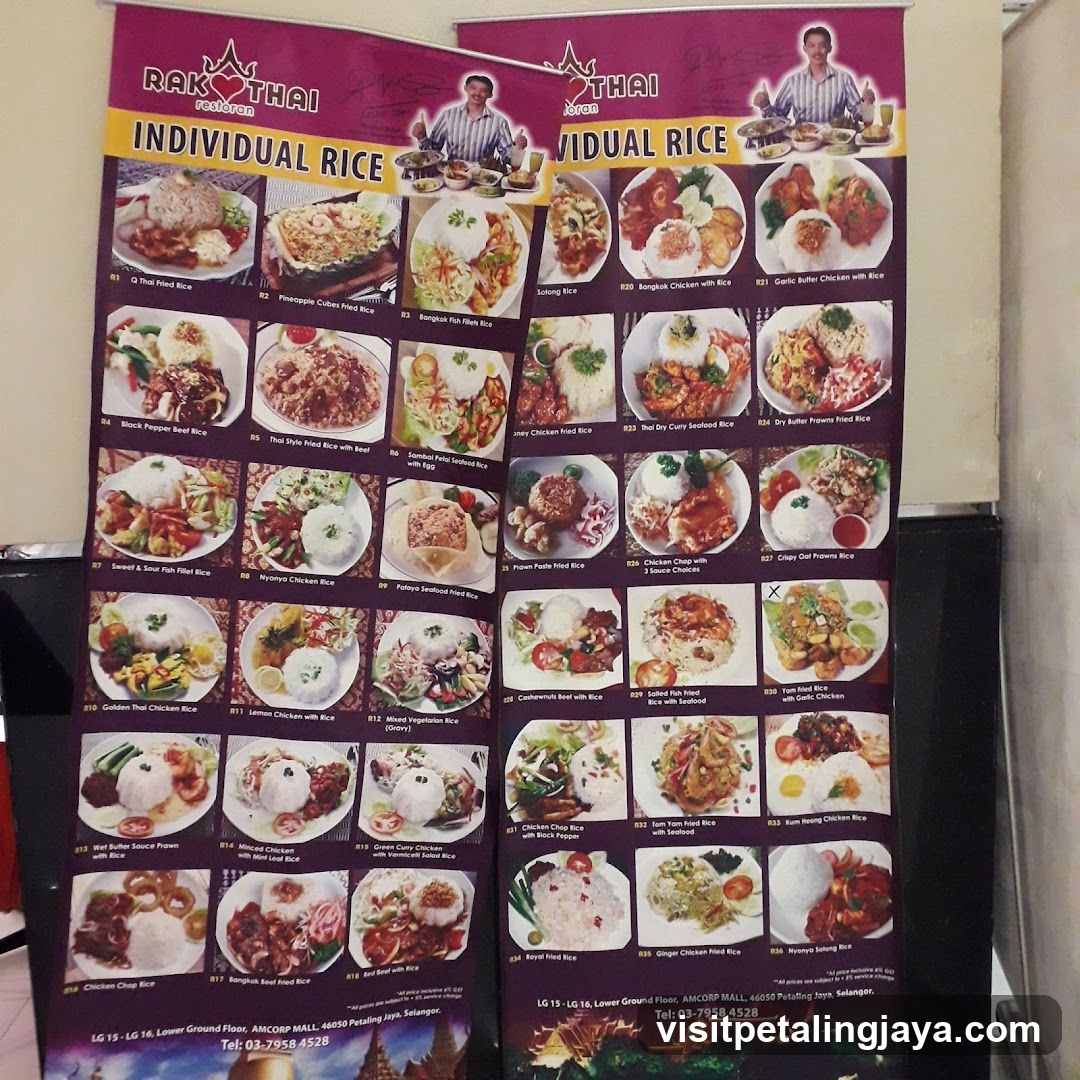 Rak Thai Individual Rice Menu
