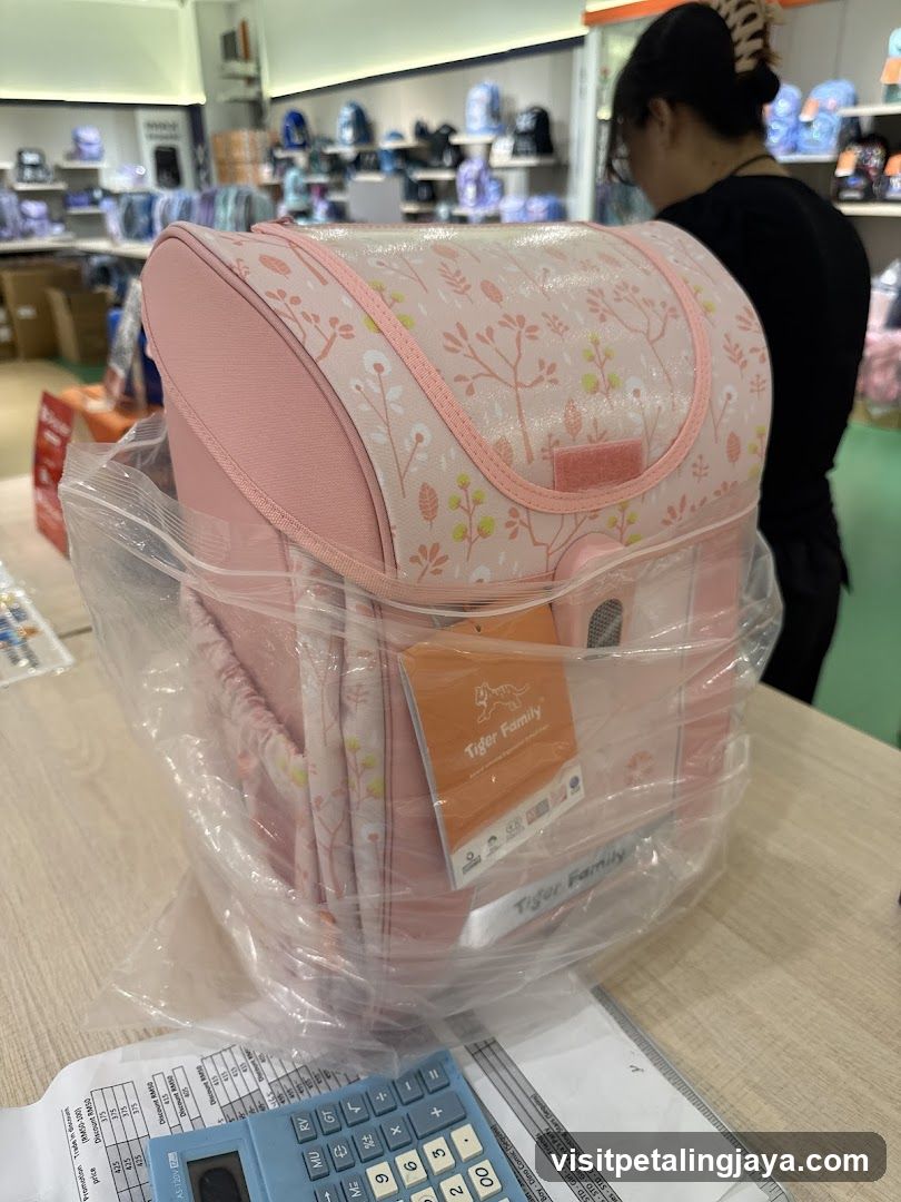 Pink Tiger Family Backpack on Display