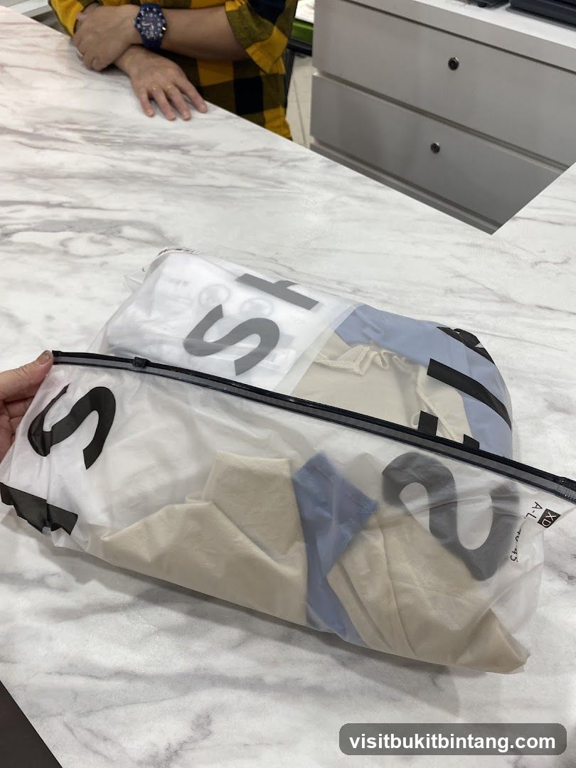 Clothing in a clear bag