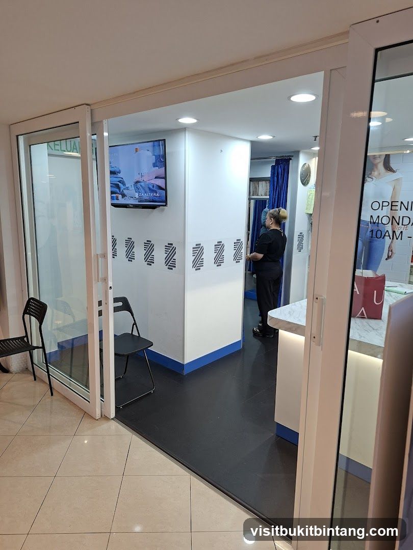 Clothing store interior with staff
