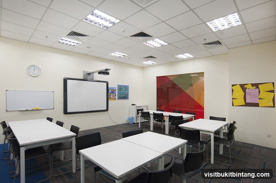 Classroom with tables and chairs