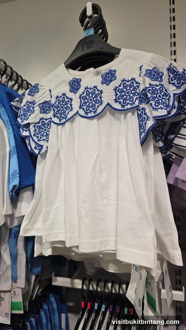 Children's White Top with Blue Embroidery