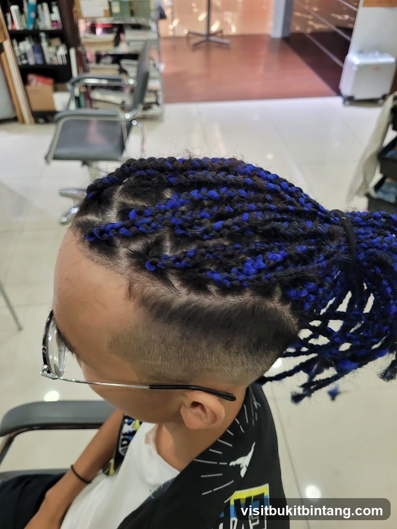 Braided Hair with Blue Accents