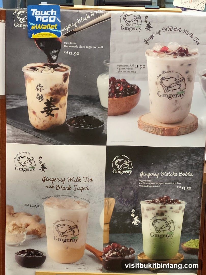 Gingeray Bobba Milk Tea Menu