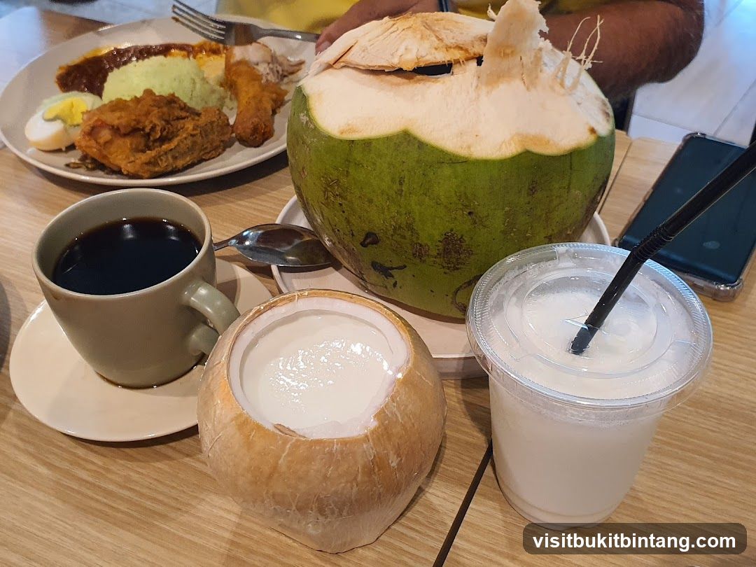 Table with food and drinks