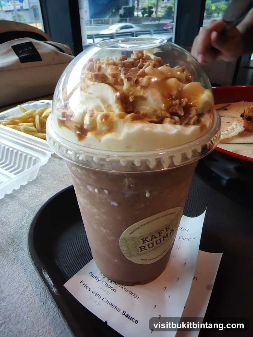 Chocolate Frappe with Whipped Cream and Nuts