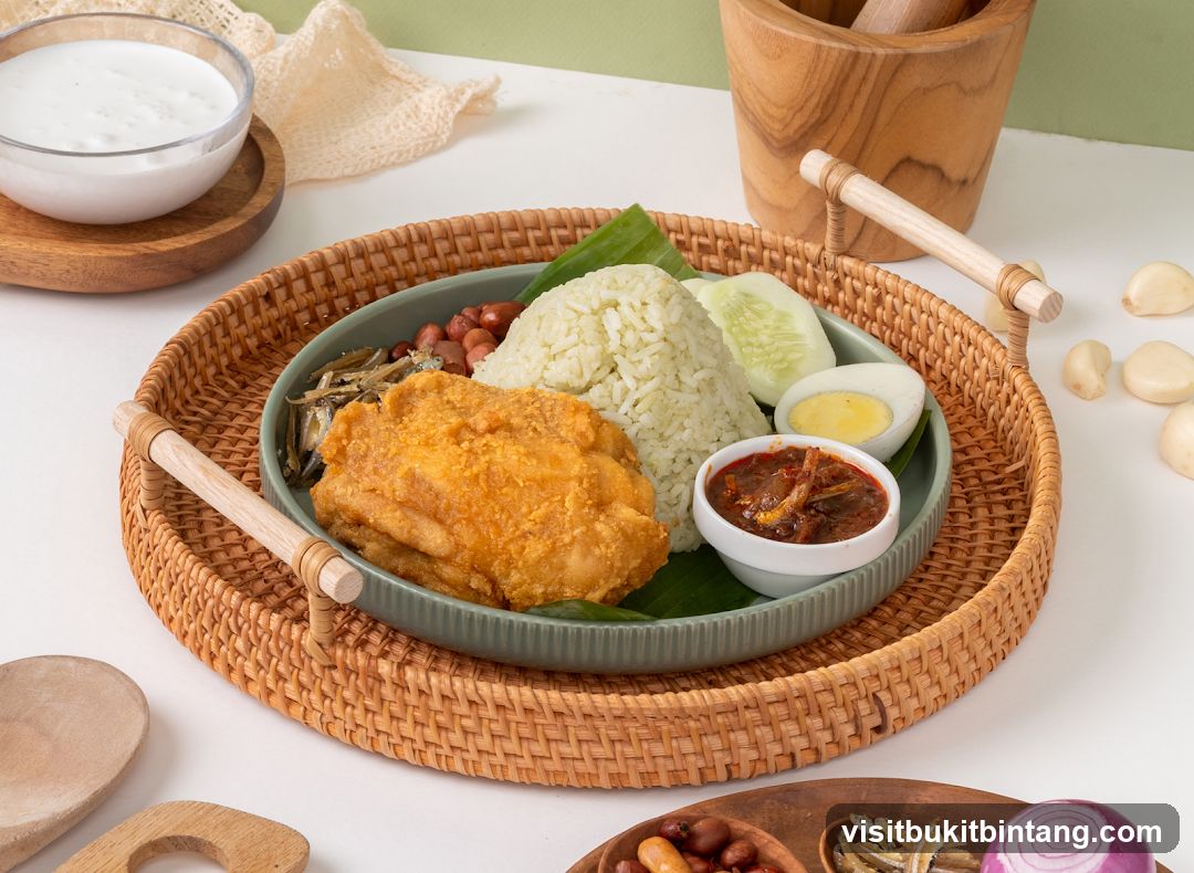 Nasi Lemak with Fried Chicken