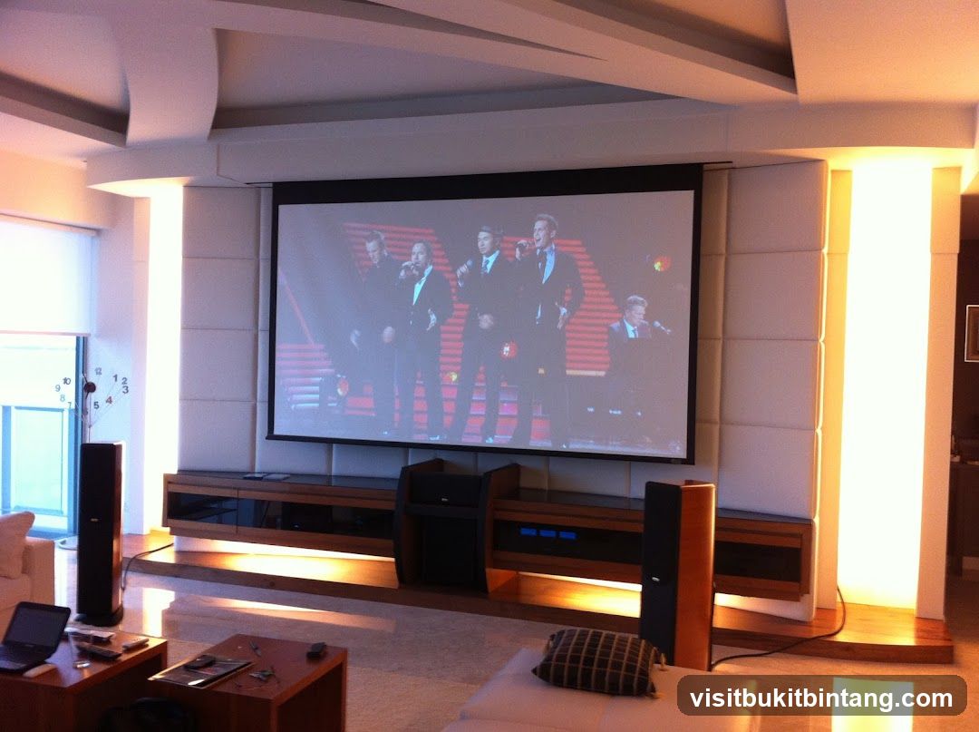 Home theater with large projection screen