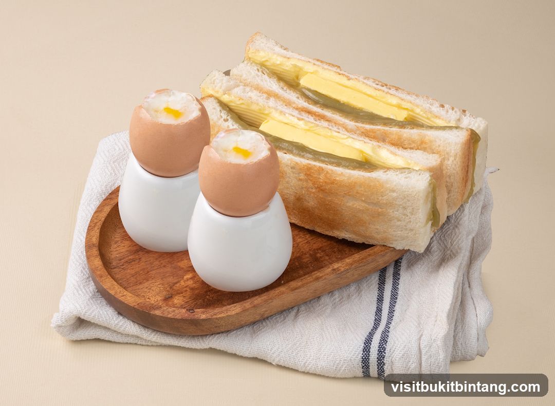 Soft-boiled eggs and buttered toast