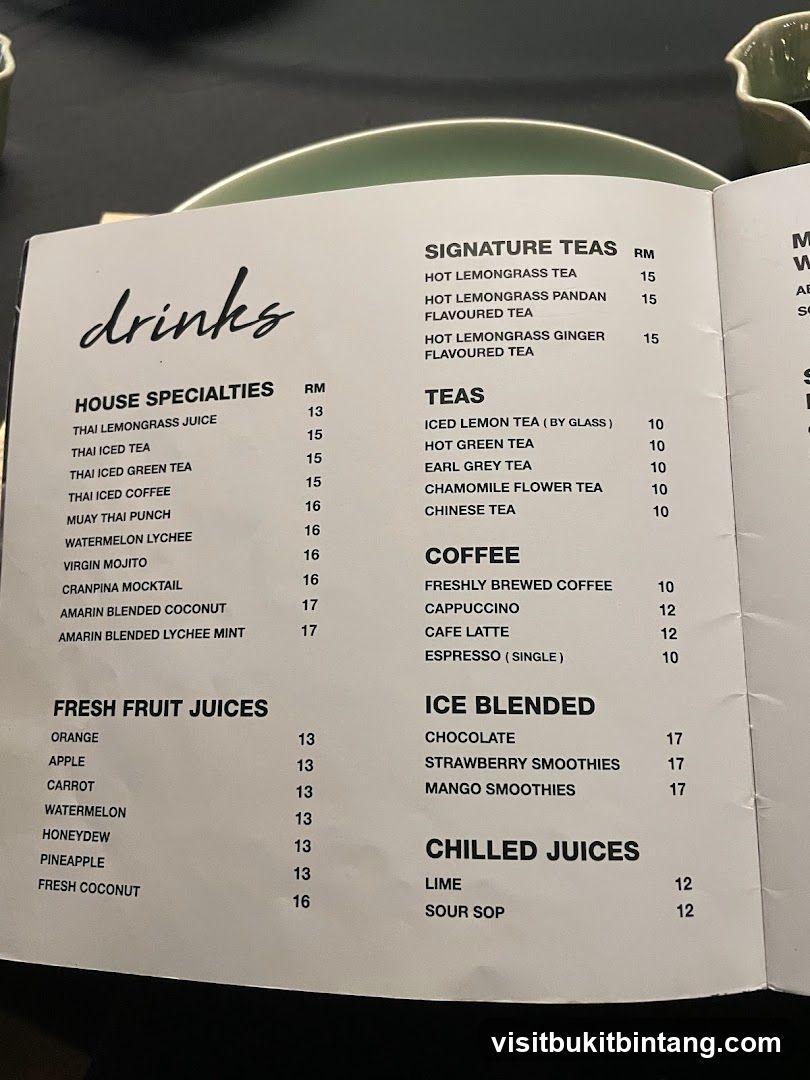 Drinks Menu