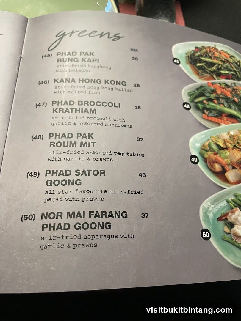 Greens Menu