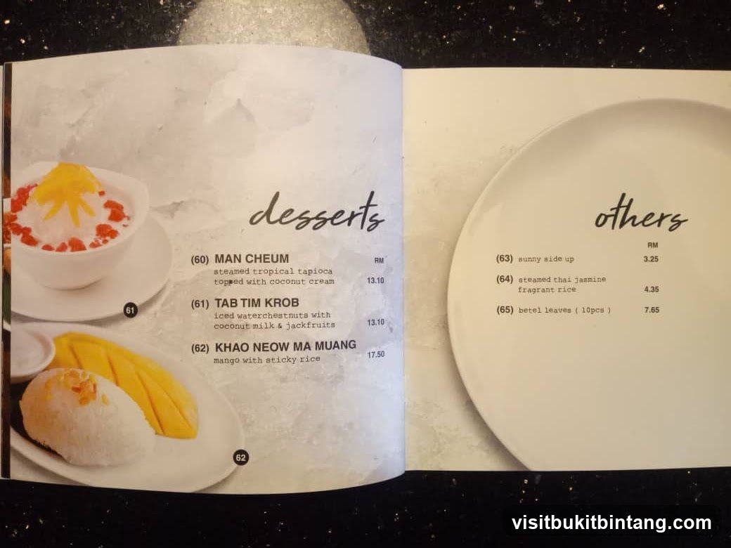 Desserts and Others Menu