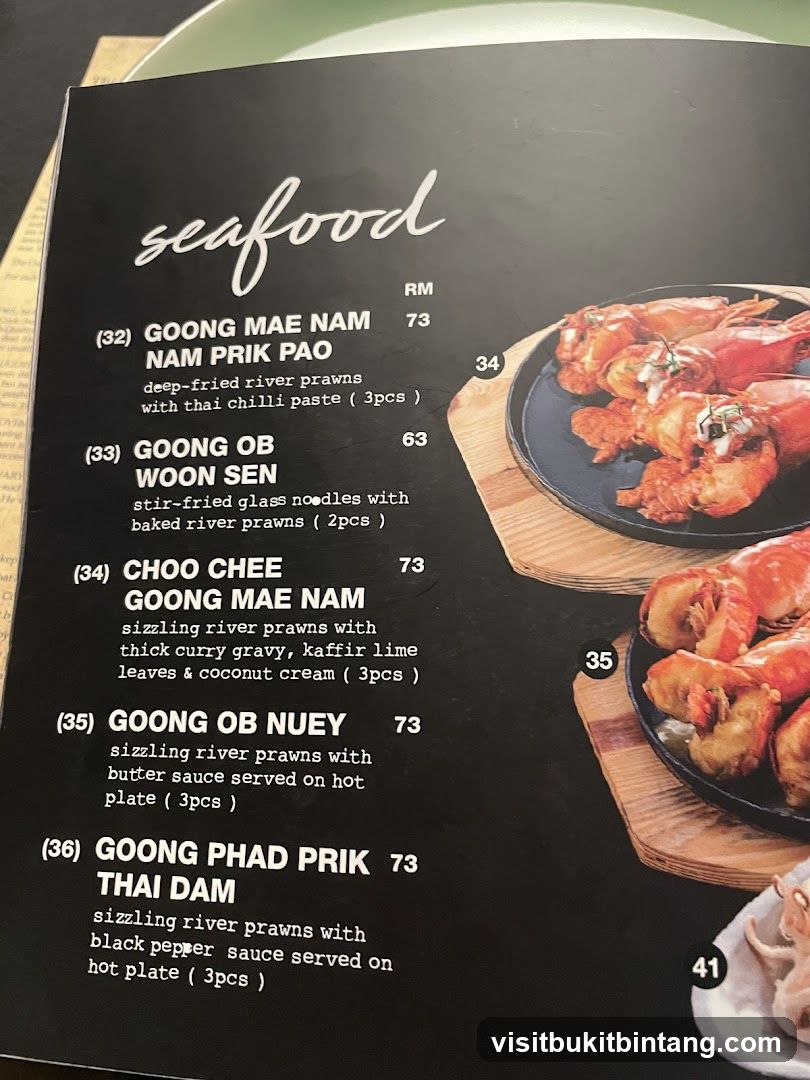 Seafood Menu