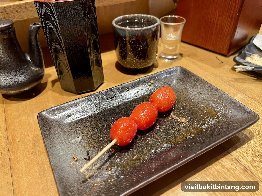 Skewered Cherry Tomatoes on a Plate