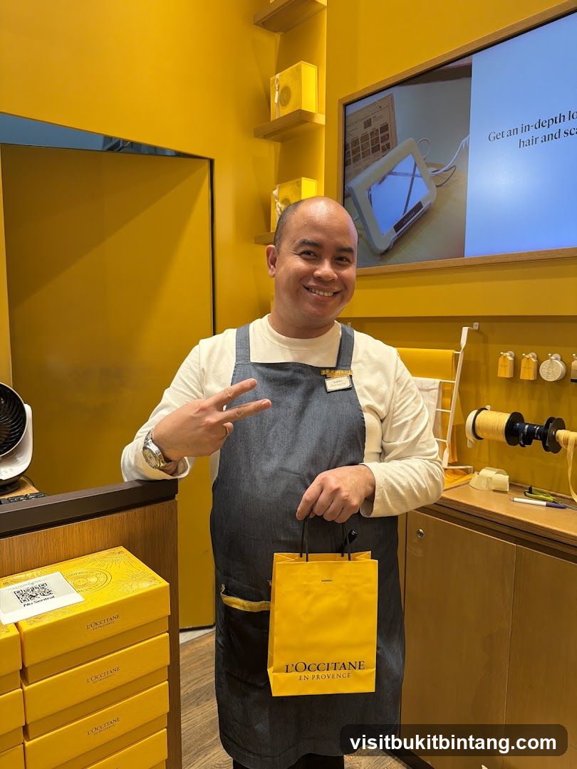 Sales Associate with L'Occitane Shopping Bag